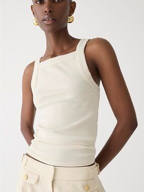 J. Crew High Neck Ribbed Tank Top in Cream NWT